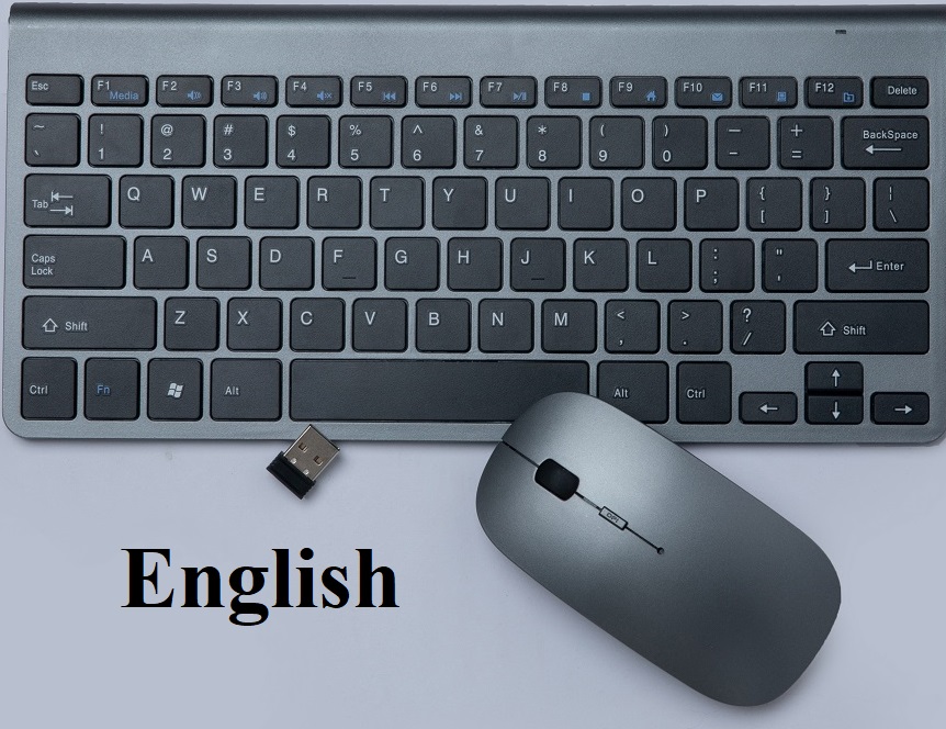2.4G Wireless Keyboard and Mouse Combo Russian+English USB Ultra-Thin Silent Mini Keyboard Mice Set For Computer Laptop PC Mac: Gray English