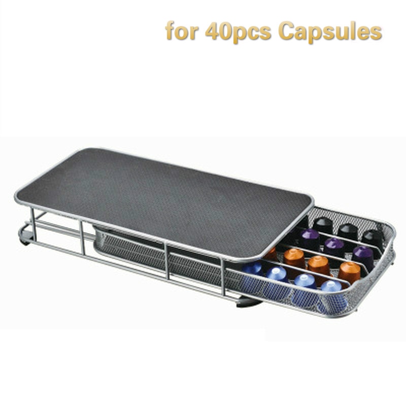 Salgskaffeputeholder oppbevaringsskuff kaffekapsler organisering for 40 stk nespresso kapsler