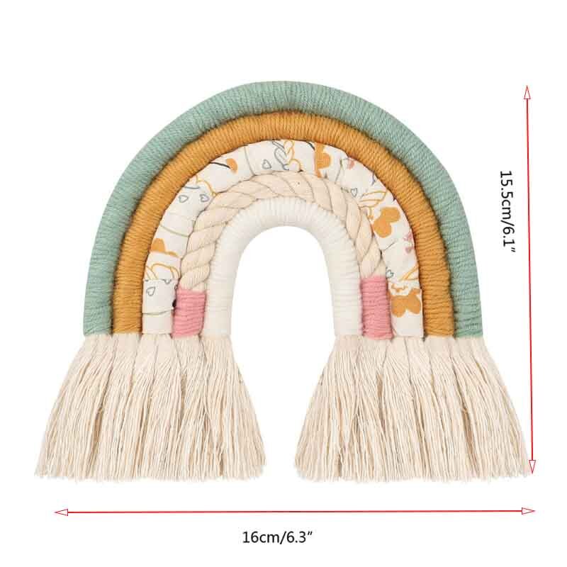 4 lager macrame regnbåge väggdekor för sovrum barnkammare baby barn rum färgglada gobeläng rep vävd tofs vägghängande leksaker: 90- s