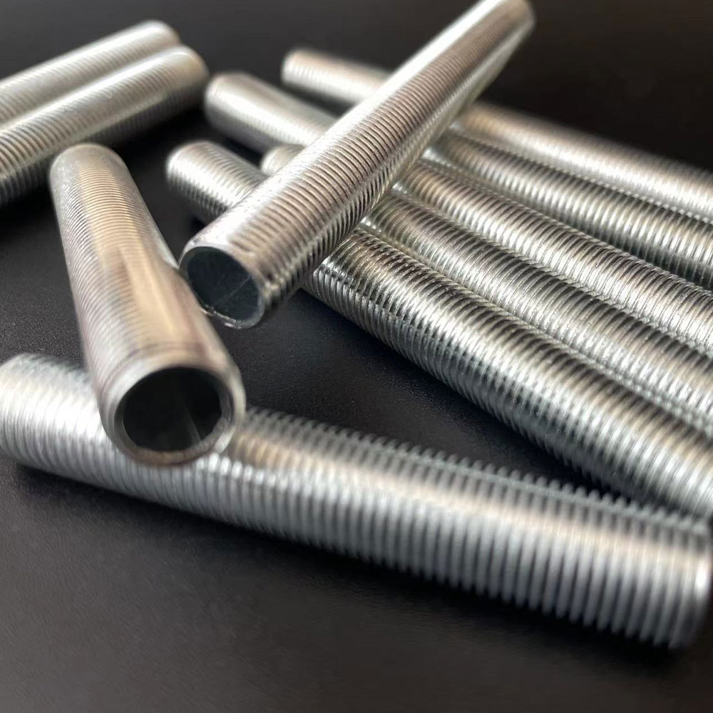 2 unids/lote tubo hueco M10 tornillo largo tubo de hierro hueco portalámparas varilla roscada fijación accesorios de iluminación de Metal tubo roscado