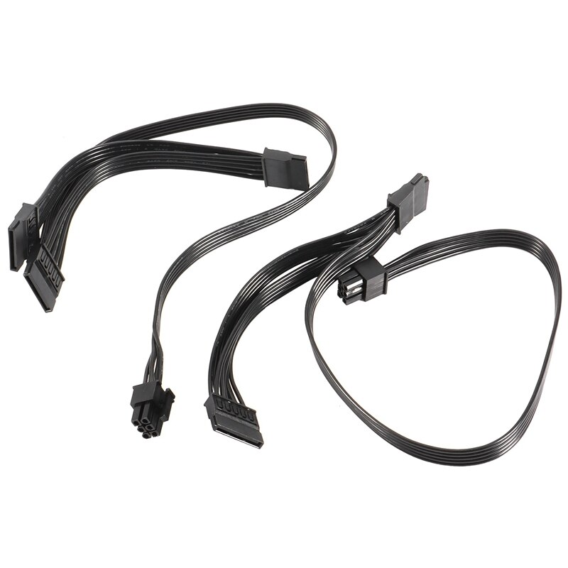 2Pcs 6 Pin to 3X SATA Driver Power Cable for EVGA Supernova 650 750 850 1000 1600 2000 G2 G3 P2 T2 GS: Default Title