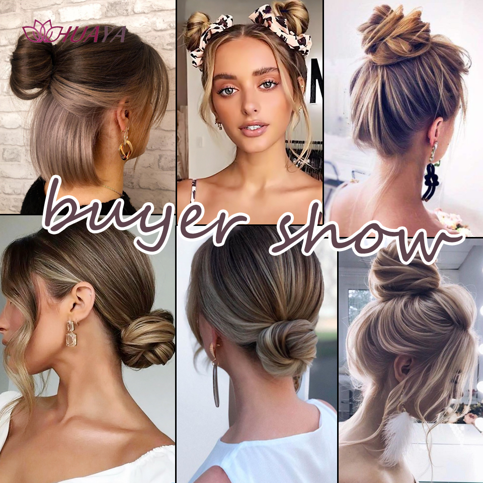 Moño desordenado, extensión de moño recto, Mini banda de goma, moño para el pelo, peluca de Donut sintética, accesorio, moño Updo