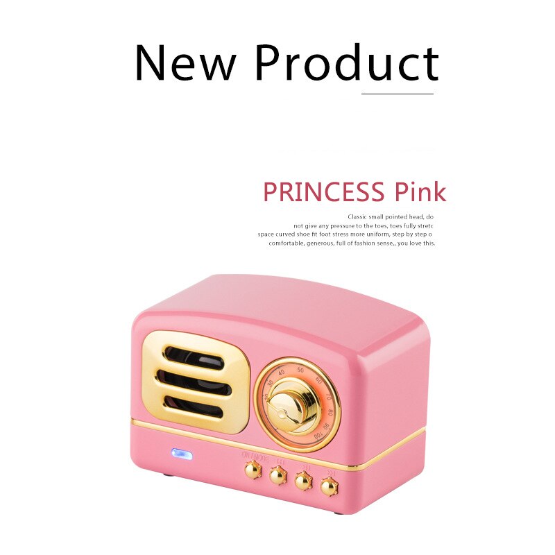 Retro Bluetooth Speaker Radio Portable Mini Wood Grain Subwoofer Plug In Card Mobile Phone Mini Audio: Pink