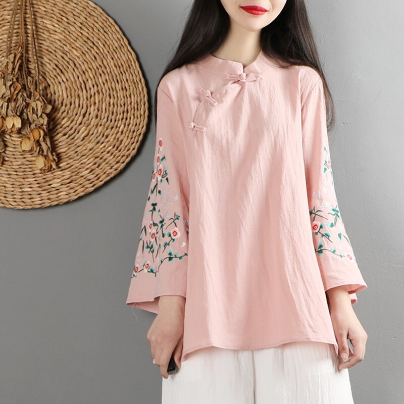 ropa de mujer Tops bordados Tang traje chino camisas de estilo tradicional Qipao Cheongsam blusa para mujer 10237