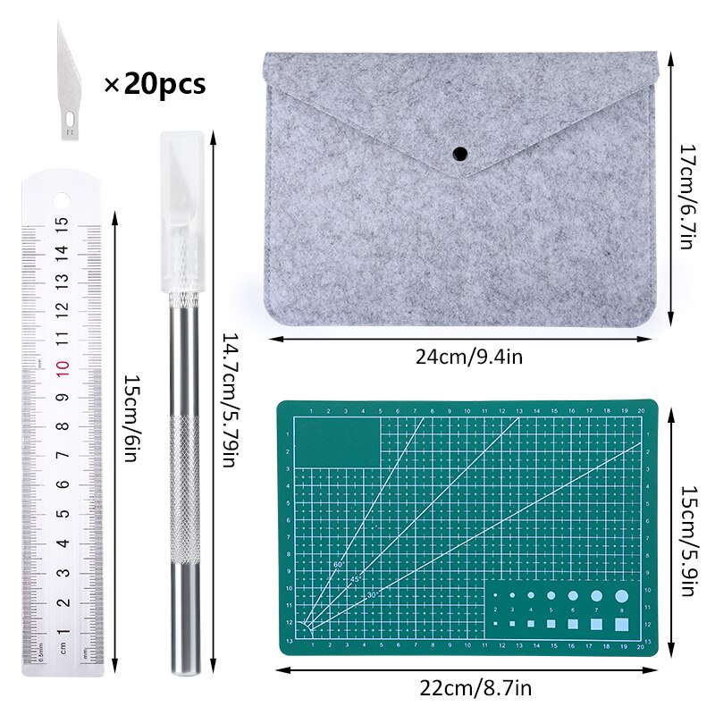 MIUSIE Carving Messer Präzision Messer Gravur Messer mit Klinge Aluminium Lineal A5 PVC Schneiden Bord für Anfänger tun Handarbeit