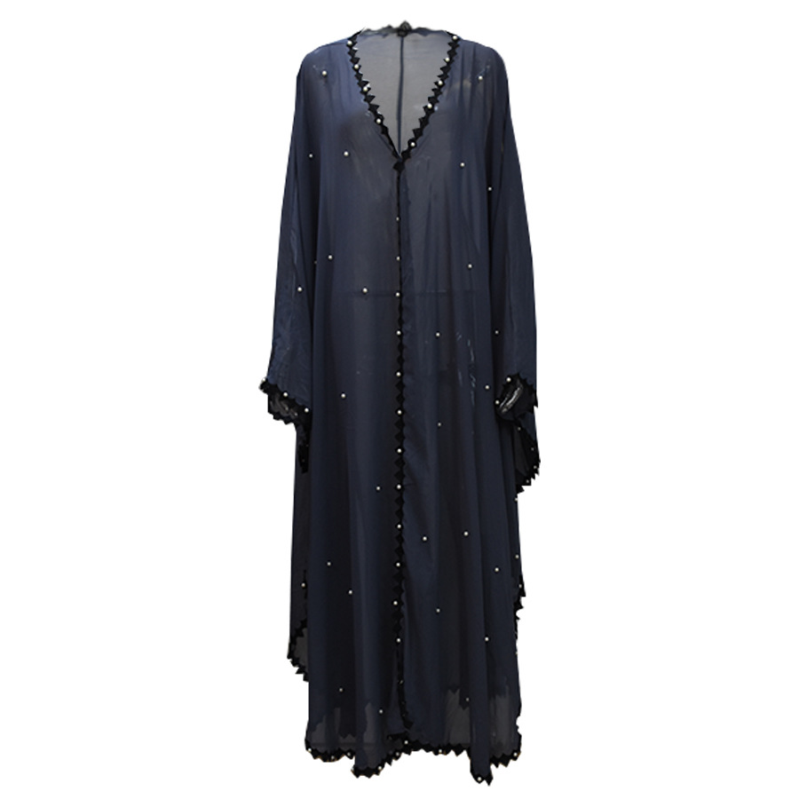 Lange Kant Mesh Parels Kaftan Abaya Dubai Turkse Islamitische Moslim Hijab Jurk Abaya Voor Vrouwen Qatar Jilbab Robe Caftan Kleding: Default Title