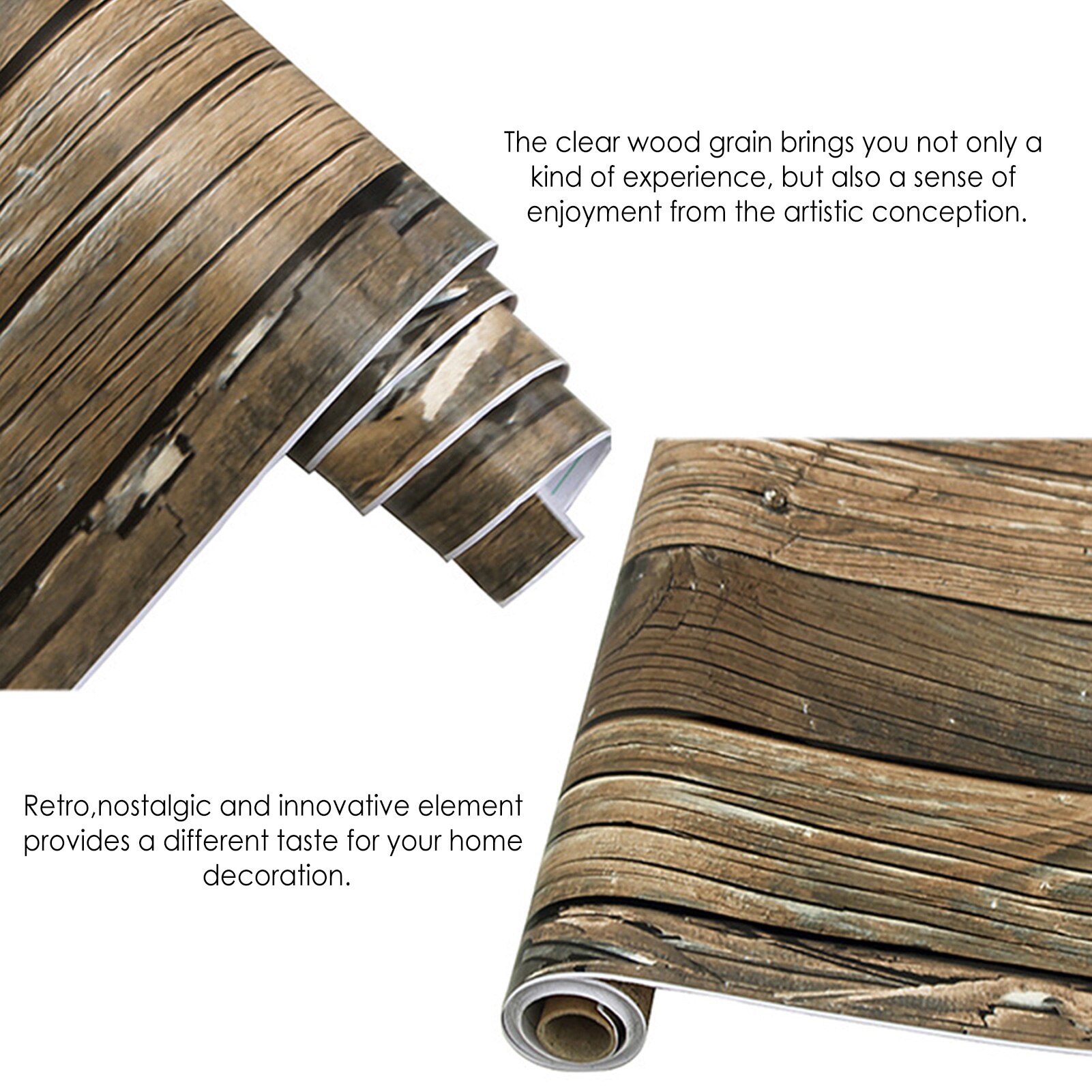 Roll Removable Vinyl Wall Covering For Restaur Retro Faux Wood Grain Peel And Stick Wallpaper Self-adhesive Wood Plank Wallpaper