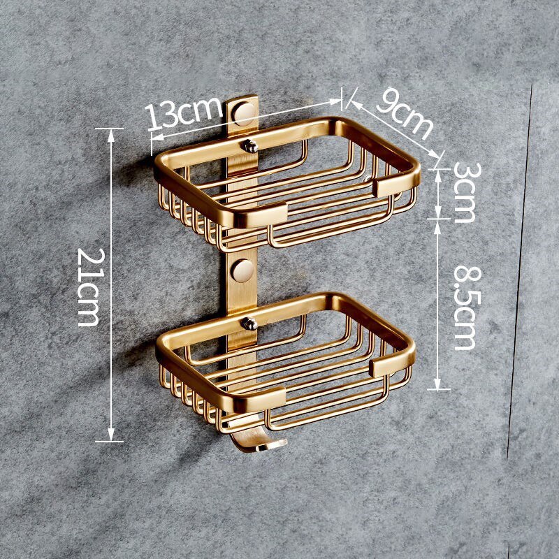 Väggmonterade tvålkoppar tvålhållare tvålkorg badrumstillbehör aluminium banheiro badbeslag  el0003: Dubbelguld