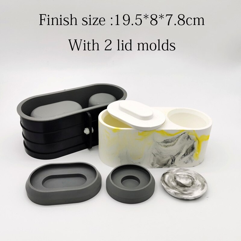 Concrete Molds Concrete Art Planter Pot Molds Silicone Flower Pot Molds Polygon Pot Molds: M with lid