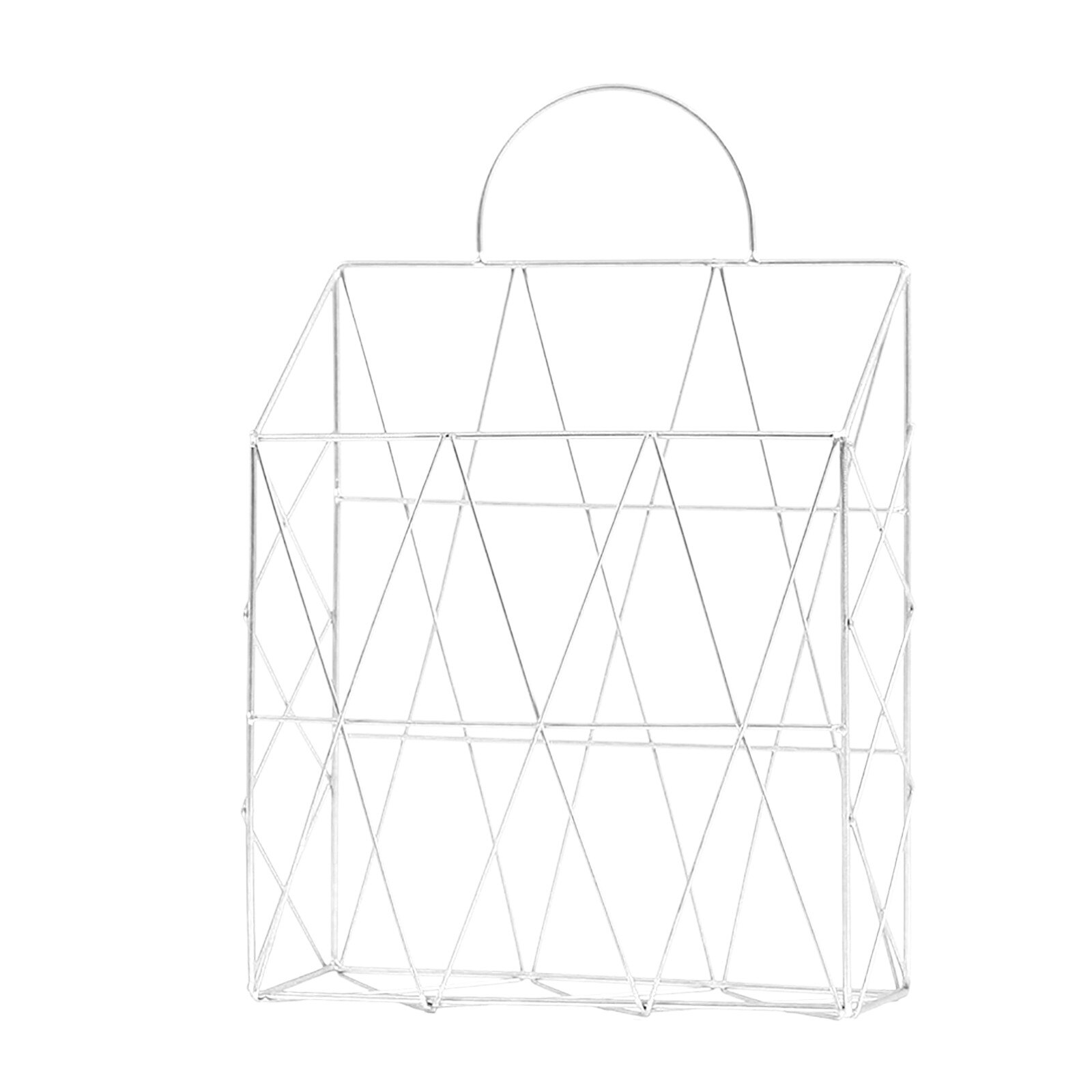 Modern Metal Wall-mounted Grid Hanging Rack Newspaper Magazine File Iron Storage Basket Office Home Suppies: White