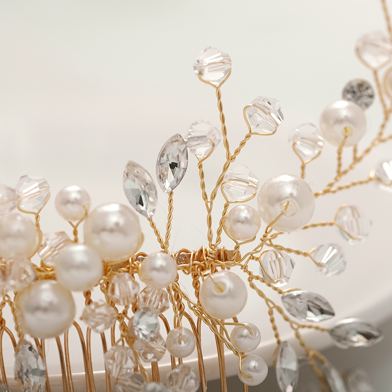 Parel Haar Kam Hoofdbanden Bruid Haar Ornamenten Golden Leaf Wedding Hoofdbanden Met Kam Parel Vrouwen Accessoires Haar Sieraden
