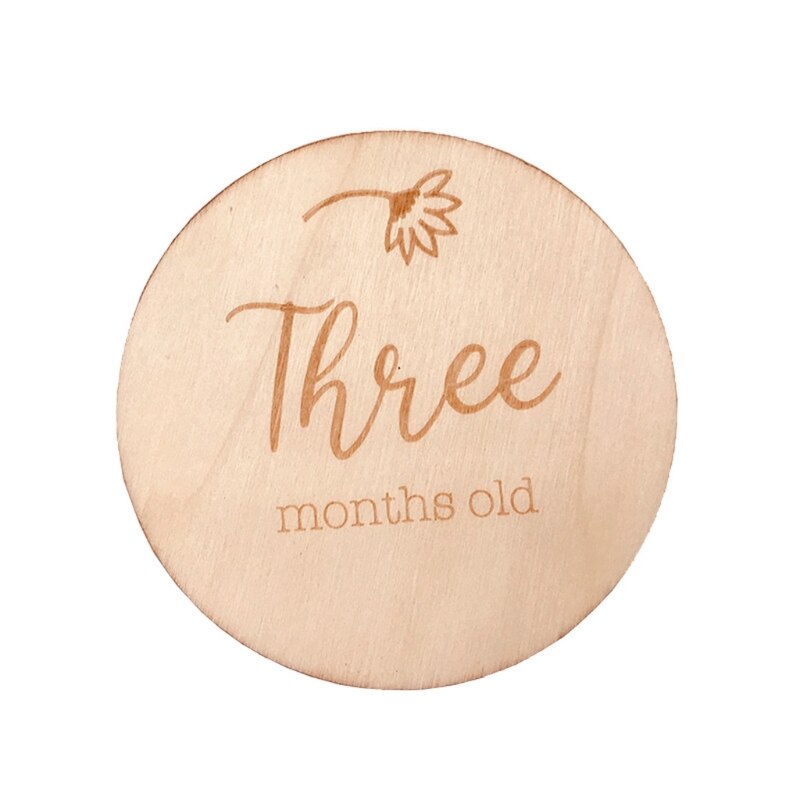 40JC-Tarjetas de madera para bebés recién nacidos, tarjetas de grabación de crecimiento mensual: 3