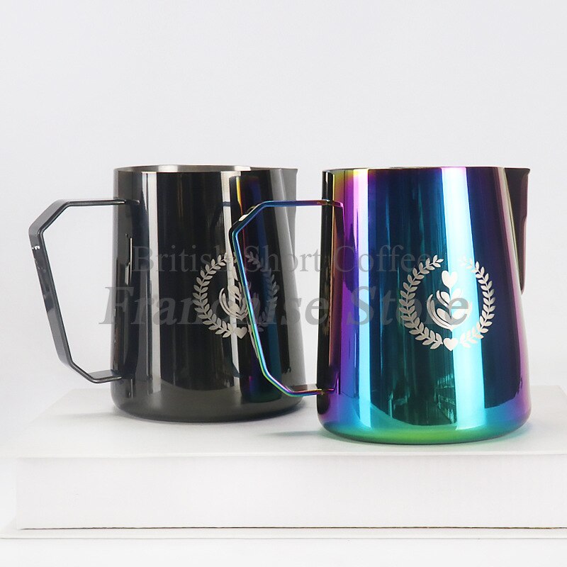 Cappuccino Coffee Garland Cup, Pointed 304 Stainless Steel Milk Foam Cup with Fancy Coffee Garland Cylinder Appliance