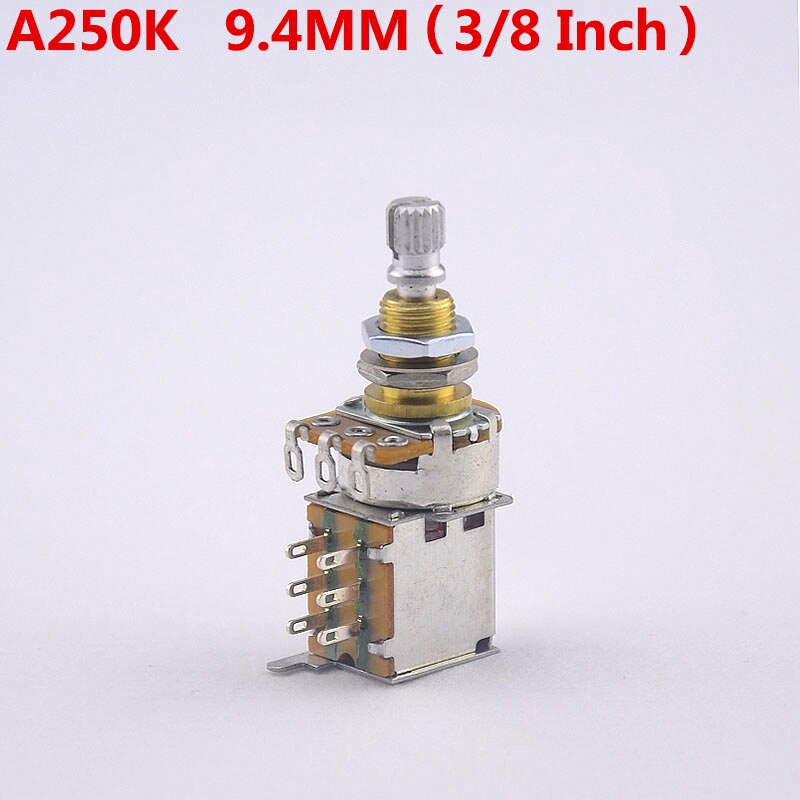 【Made in USA】1 Piece Brass Shaft Push Push Pot Potentiometer For Electric Guitar A250K/B250KA500K/B500K: M9.4  A250K