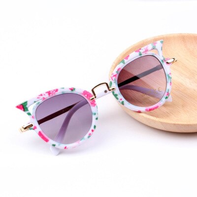 Koreaanse Mode Mannen En Vrouwen Baby Cat 'S Eye Zonnebril Uv-bescherming Kinderen Zonnebril Cross-Border Kids Zonnebril mode: Wrap flowers