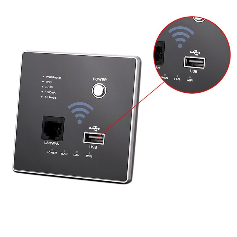 86Mm 300Mbps Muur Router Met Usb Socket Ap Model 220V Smart Wifi Repeater Extender Muur Ingebed 2.4ghz Router Panel