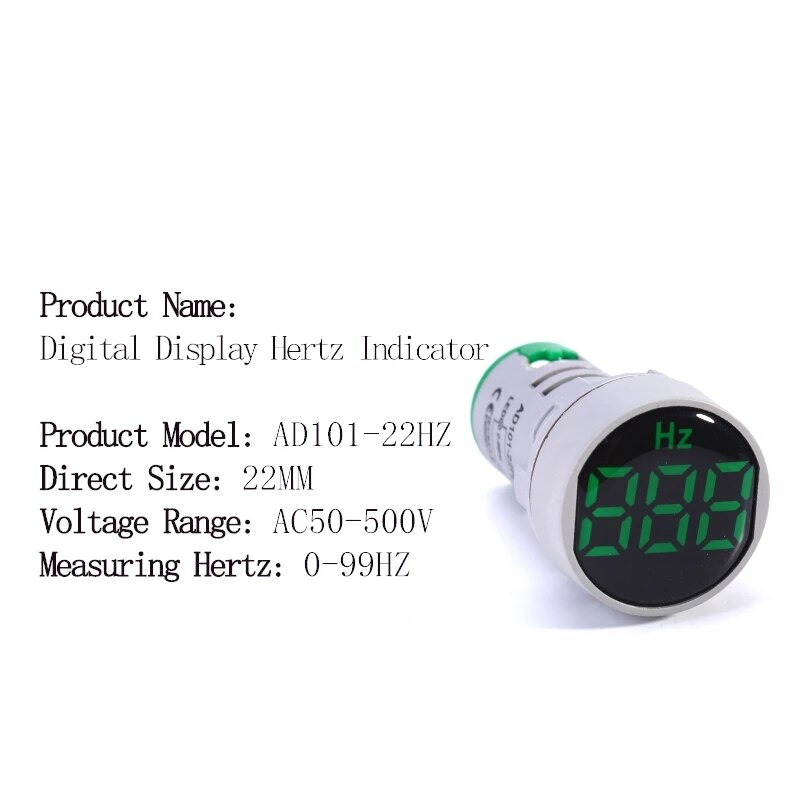 22mm Protective Film 0-99 Hz Measuring Range Digital Display Electricity Hertz Frequency meter Indicator Signal Light Combo Test
