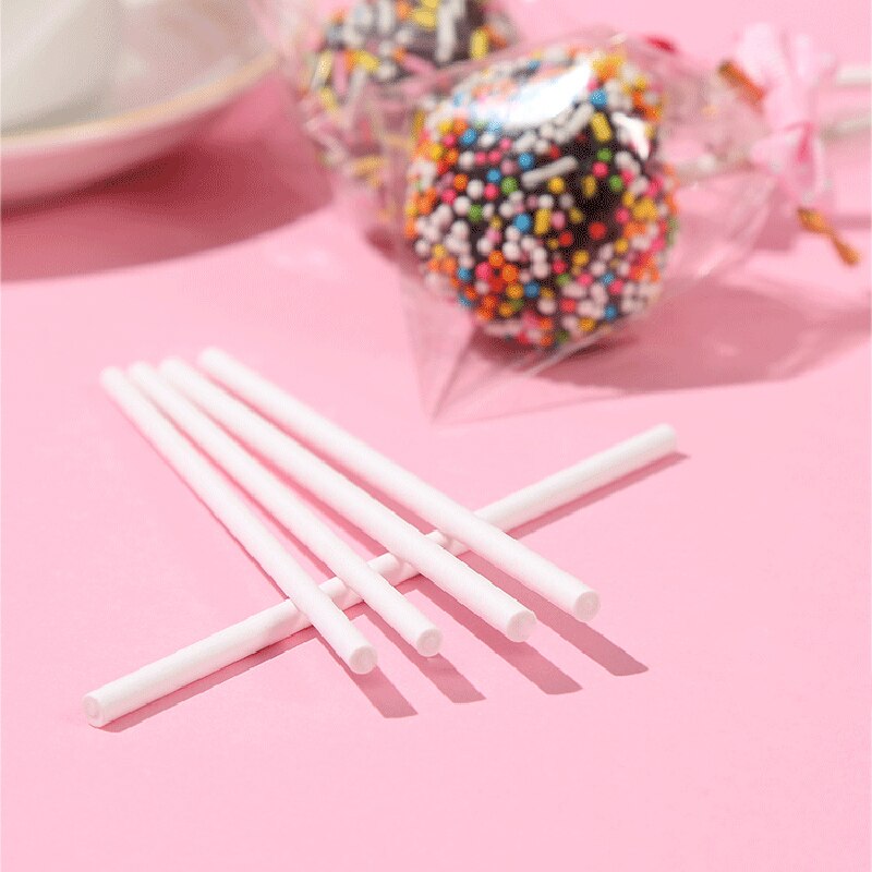 100pcs Multiple Sizes Solid Core White Paper Lollipop Sticks Chocolate Candy Pop Sucker Sticks DIY Lollypop Baking Accessories