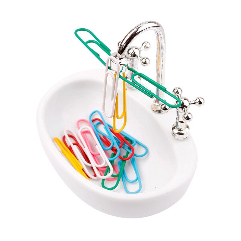 Papirclipsholder - køkkenvask & håndholdt hæftemaskine løfteråbner fjederbelastet hæfteaftrækker (lyserød)