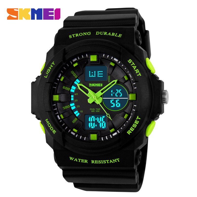 Kids Watches Sports Quartz Children Digital Watch Relojes SKMEI Brand Outdoor Quartz-Watches Boys Wristwatches: 0955 men green
