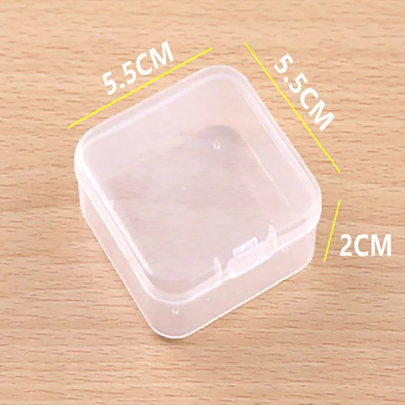 Caja cuadrada de plástico PP, almacenamiento Rectangular, cubierta abatible transparente, piezas de almacenamiento de una sola pieza, embalaje de joyería de producto pequeño