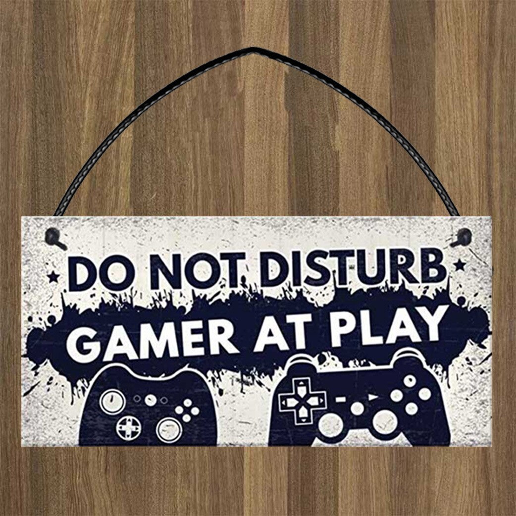 Stör inte spelare spel tecken blå dörrhängare tecken man grotta sovrum platta födelsedag son bror pappa heminredning: C