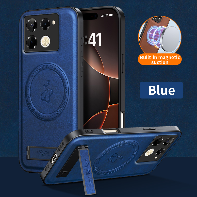 Funda suave de silicona de cuero para Infinix Note 40 Pro Plus 4G 5G, funda magnética de carga inalámbrica a prueba de golpes, fundas para teléfono: Tela de algodón / Azul