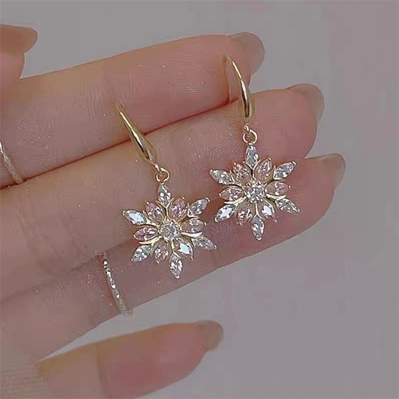 Modetrend, einzigartiges , elegante und exquisit Weihnachts-Rosa-Schneeflocken-Ohrringe für Frauen, Schmuck, Hochzeit, Party, Prämie