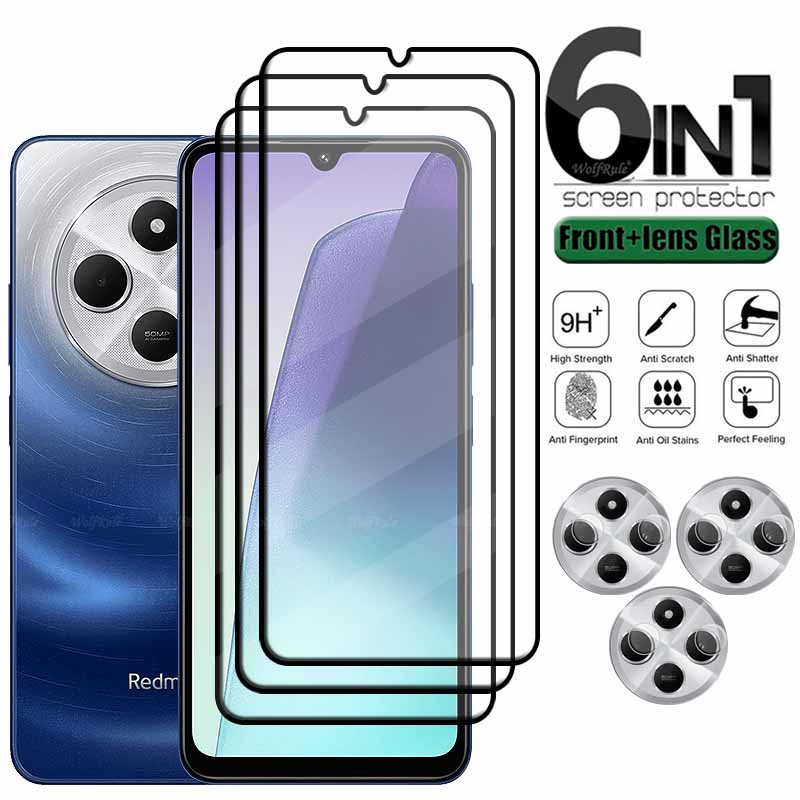 6 en 1 para Redmi 14C vidrio Xiaomi Redmi 14C vidrio templado 9H HD cubierta protectora completa pegamento Protector de pantalla Redmi 14C Len Glass
