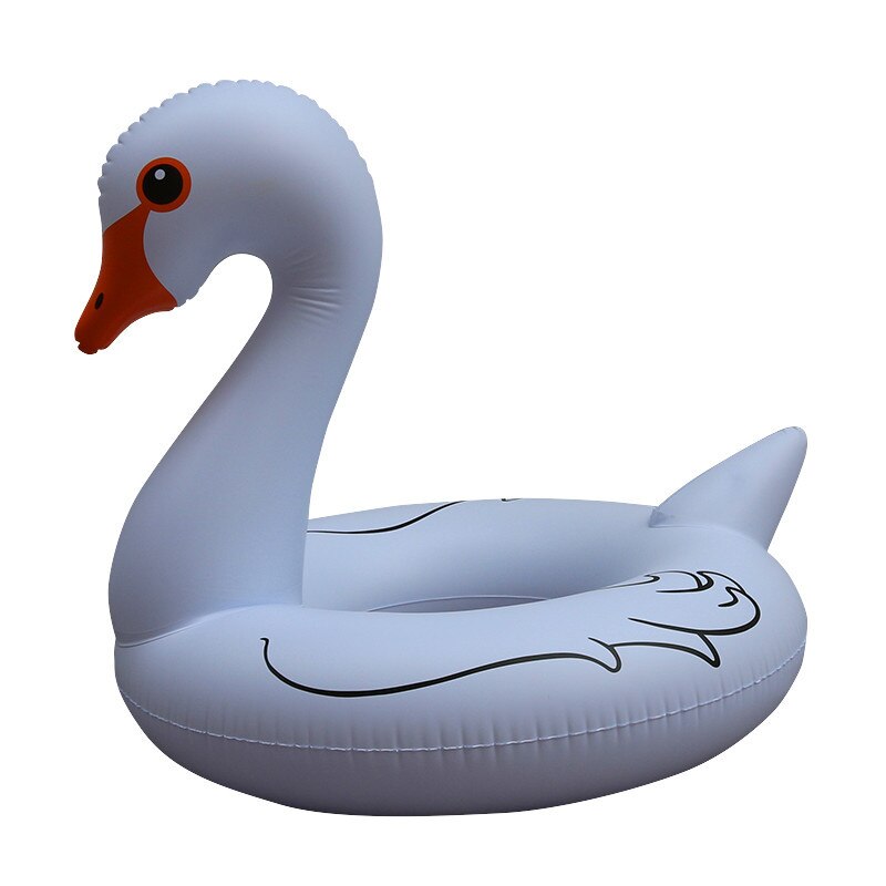 Flotador inflable para piscina con forma de cisne, flotador circular para piscina en blanco y negro, salvavidas