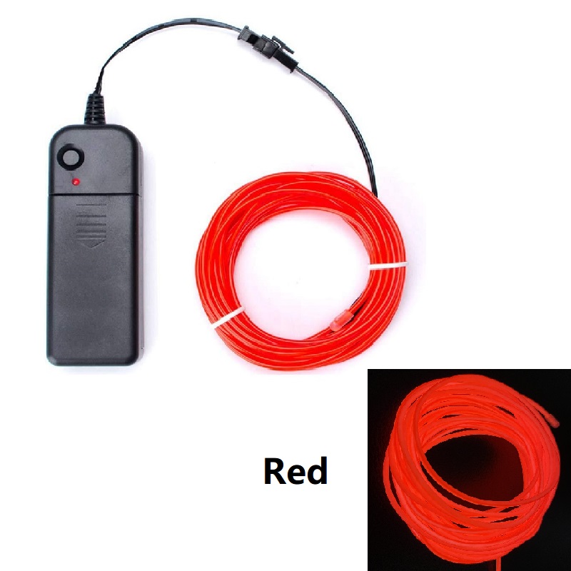 Cable de neón EL brillante de 1m, 3m, 5m, para de baile de Navidad, disfraces DIY, luz iluminada Multicolor, lámpara con batería AA, tira de LED: 6000 K blanco frío / 4,5 W