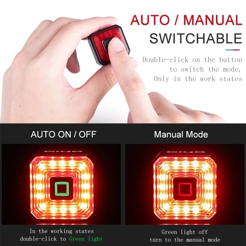 GIYO – feu arrière de vélo intelligent, feu de Stop, LED arrière Rechargeable, USB, sécurité IPX6-Waterproof