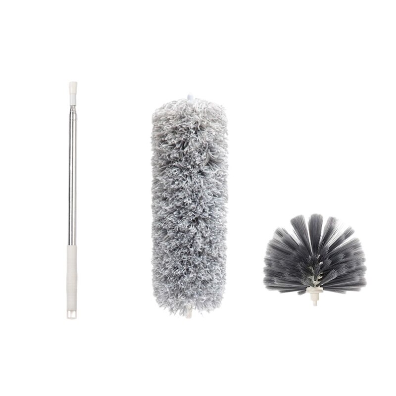 Microfiber Duster with Extension Pole,Bendable Telescopic Duster Household Sofa Dust Brush Home Use Clean Tools: white