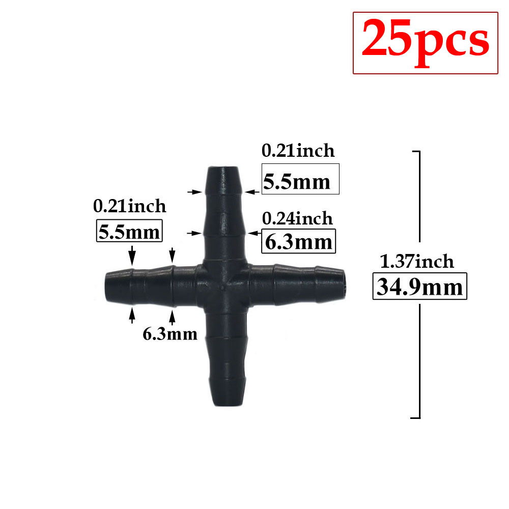 25 stücke 3/5 4/7 Schlauchtülle Anschluss 1/4'' & 1/8'' Schlauch Schlauch Wasser Splitter gemeinsam Abschläge Kreuz Eng stecker Tropf bewässerung System: Schwarz