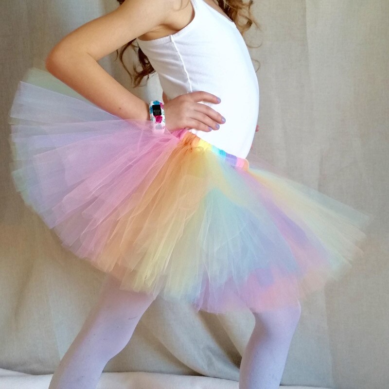 Flickor pastell tutu kjolar barn balett dans tyll pettiskirts underkjolar barn födelsedagsfest kostym fotografi tutus kjol: 5