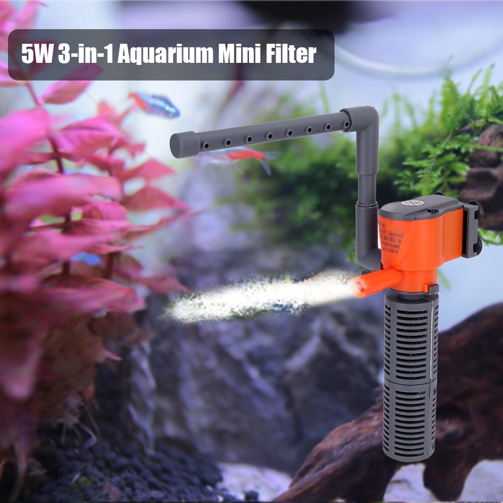 Waterpomp 3w/5w 3- in -1 mini filter aquarium vis sponsfilter zuurstoftoevoer stille luchtpomp voor aquarium aquariumpomp