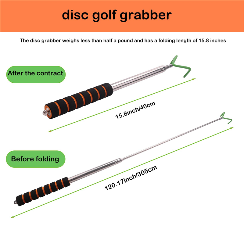Grappin de golf à disque télescopique, acier inoxydable durable, dispositif de récupération de golf, récupération de disque