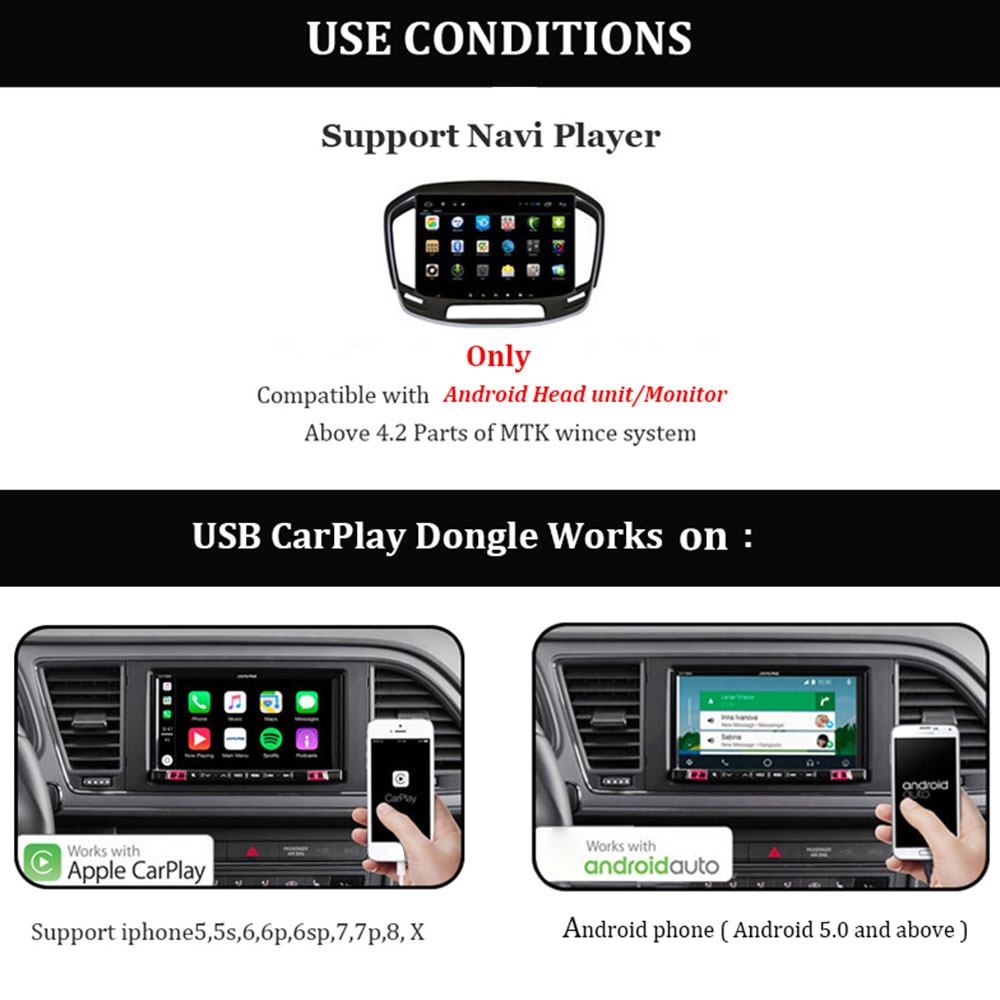 Vehemo car link dongle usb bærbar link dongle navigation player  hd 1080p auto link smart android auto til apple carplay