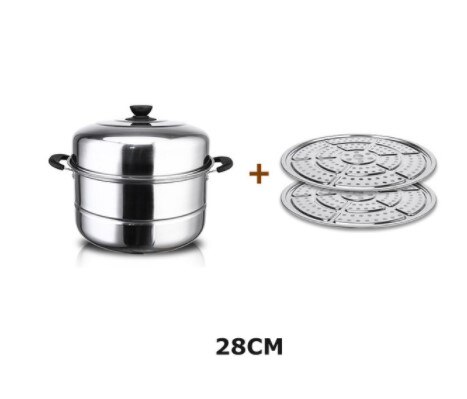 28/30Cm Keuken 2/3 Layer Stoomboot Potten Roestvrij Staal Stoomboot Mand Instant Pot Accessoires Voor Gerechten Cook Soep noedels: 2layers 28cm