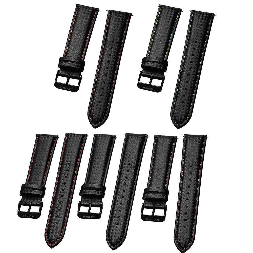 Leren horlogeband 20mm 22mm snelontgrendelingsband voor gear  s3 s2 klassieke breedte vervangende luxe zwarte koolstofvezelband