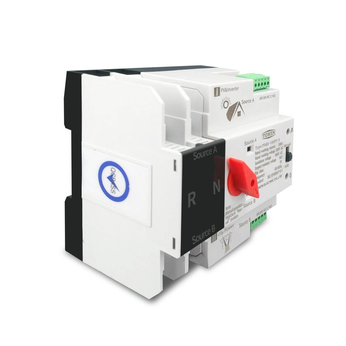 Single Phase Din Rail ATS for PV and inverter Dual Power Automatic ...