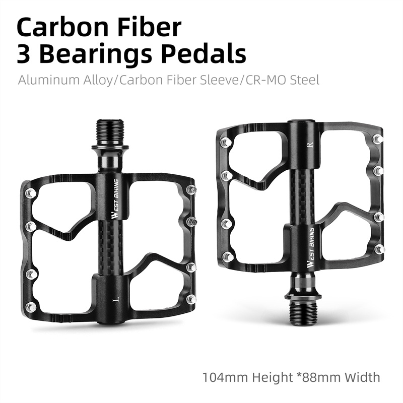 West Bike Mtb Pedaal Ultralichte Mountainbike Carbon Fiber Pedaal 3 Lagers Racefiets Pedaal Anti-Slip Racefietsen Pedalen: WIT