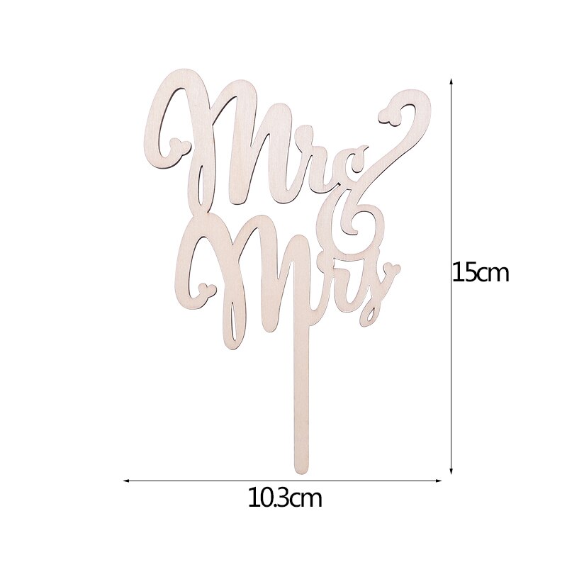 Mr&Mrs Love Just Married Wooden Letters Wedding Cake Topper Wedding Cake Decorations Engagement Party Supplies Cake Insert Cards: B02-1pcs
