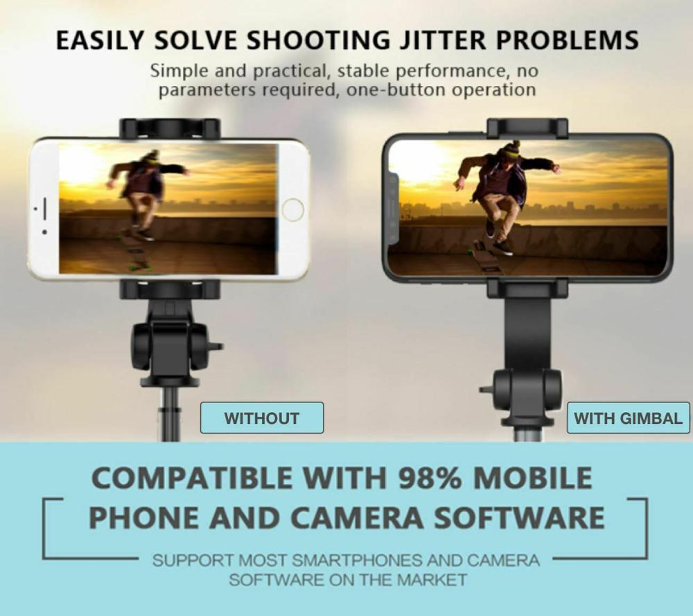1-Axis Handheld Gimbal Stabilisator Mobiele Telefoon Gyro-Stabilisator Video Statief 360 ° Anti-Shake S-Stick Bluetooth Afstandsbediening