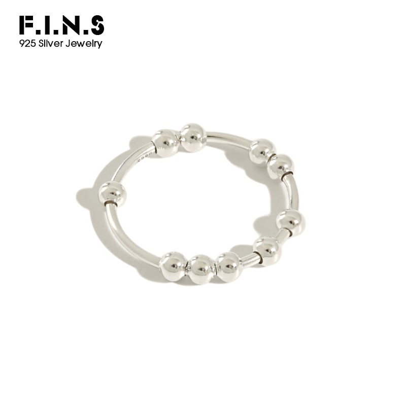 F.i.n.s 925 Sterling Zilveren Kralen Ringen Voor Vrouwen Zilver 925 Dames Ringen Met Moving Ball Eenvoudige Koreaanse Mode-sieraden