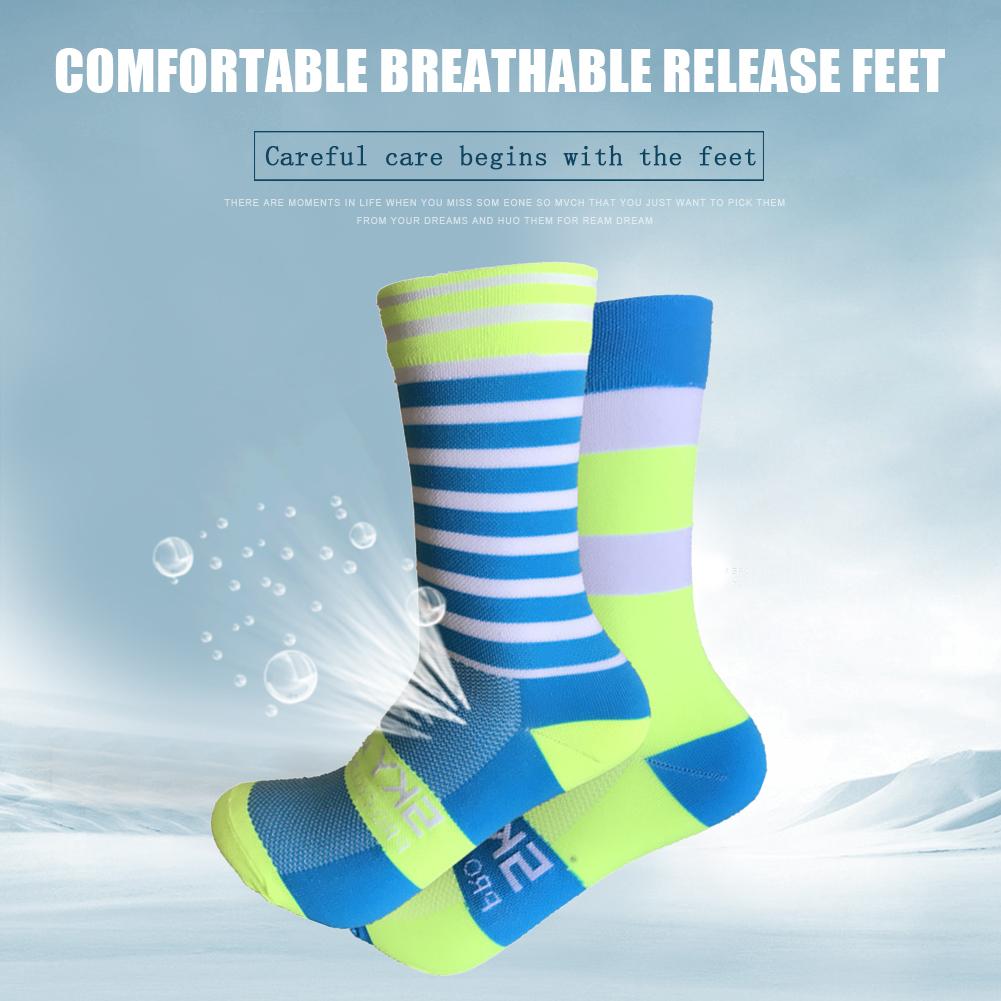 Sport Sokken Siliconen Nylon Sport Afdrukken Riding Sokken Anti-Slip Unisex Fietsen Fietsen Kalf Lengte Sokken Fietsen