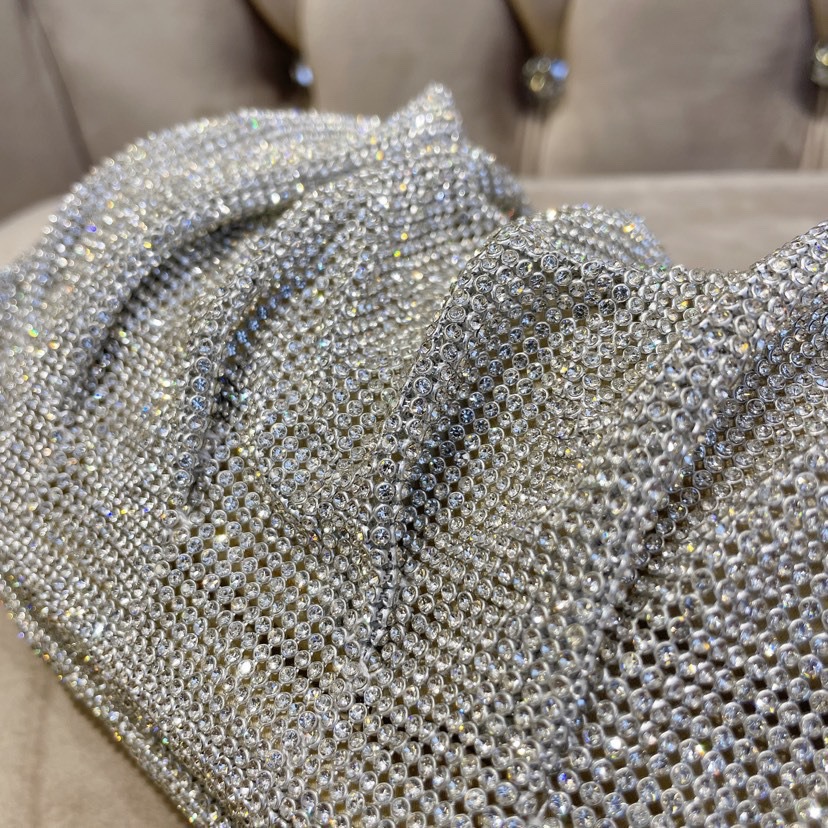 Skinnende sølv rhinsten clutch tasker kvinder luksus trending boutique folder krystal punge og håndtasker bryllupsfest
