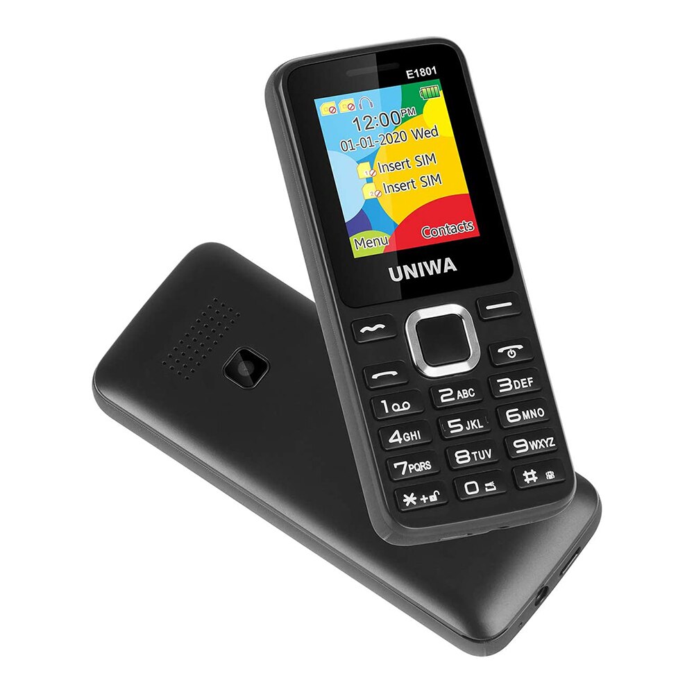 Uniwa E1801 Grande Pulsante Del Telefono mobile per Gli Anziani-sos Funzionalità-doppio SIM carta Del Telefono mobile-Bluetooth-facile da usare: add 1GB TF card / nero