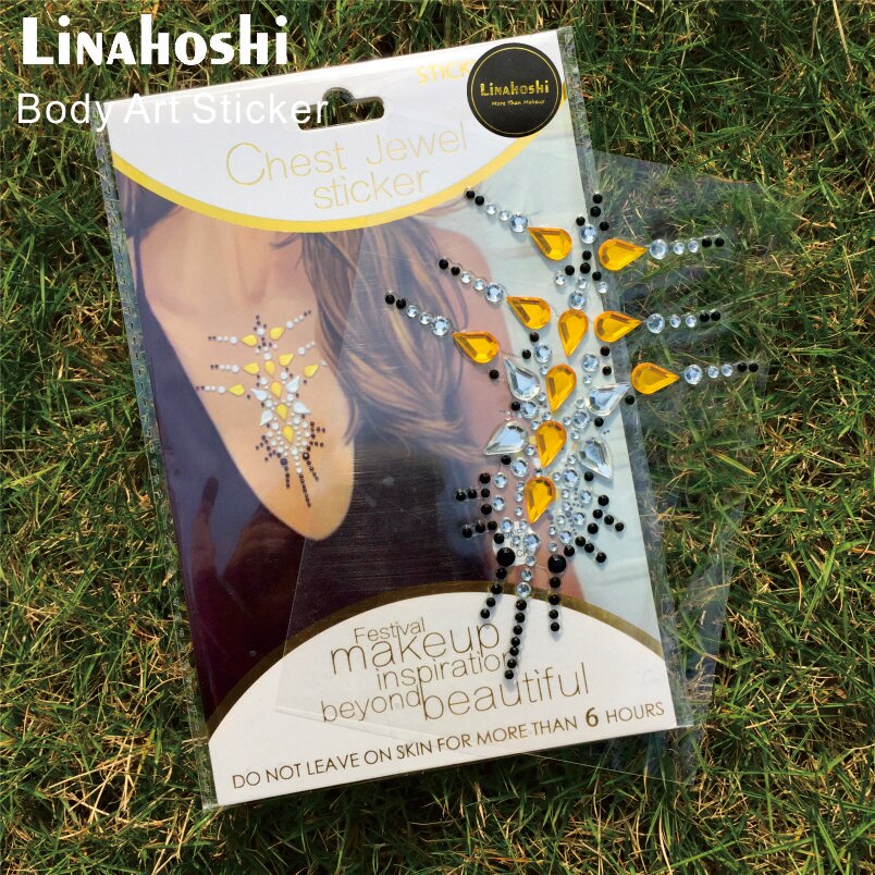 LINAHOSHI 1pc Borst Jewel Sticker kan Plakken Op Zelfklevende Gems Steentjes, acryl voor Festival Make-Up