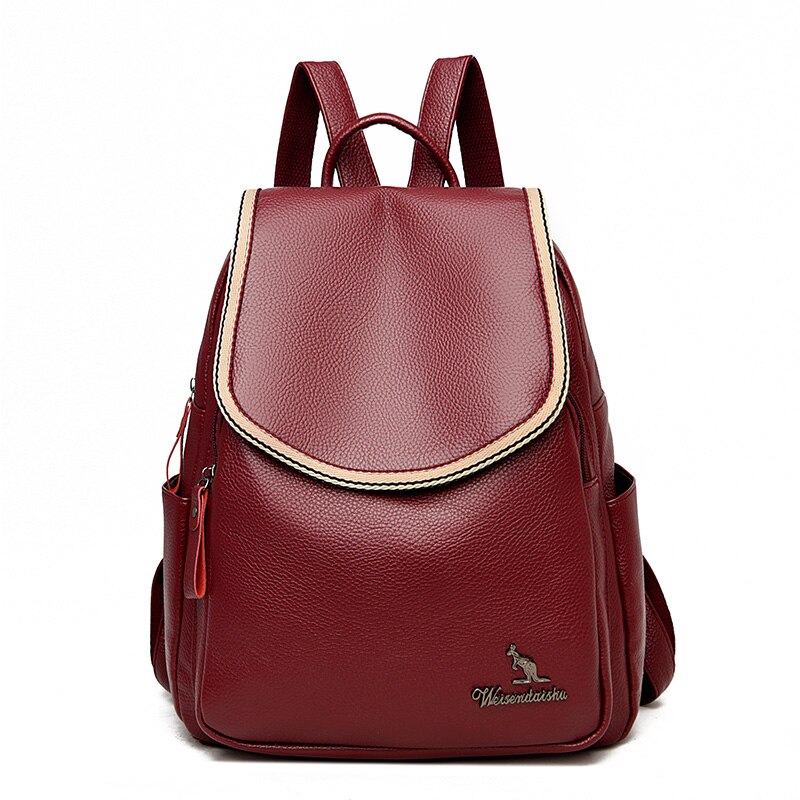 Vrouwelijke Rugzak Vintage Lederen Rugzakken Voor Vrouwen Schooltas Reizen Rugzak Dames Back Pack: Wine Red